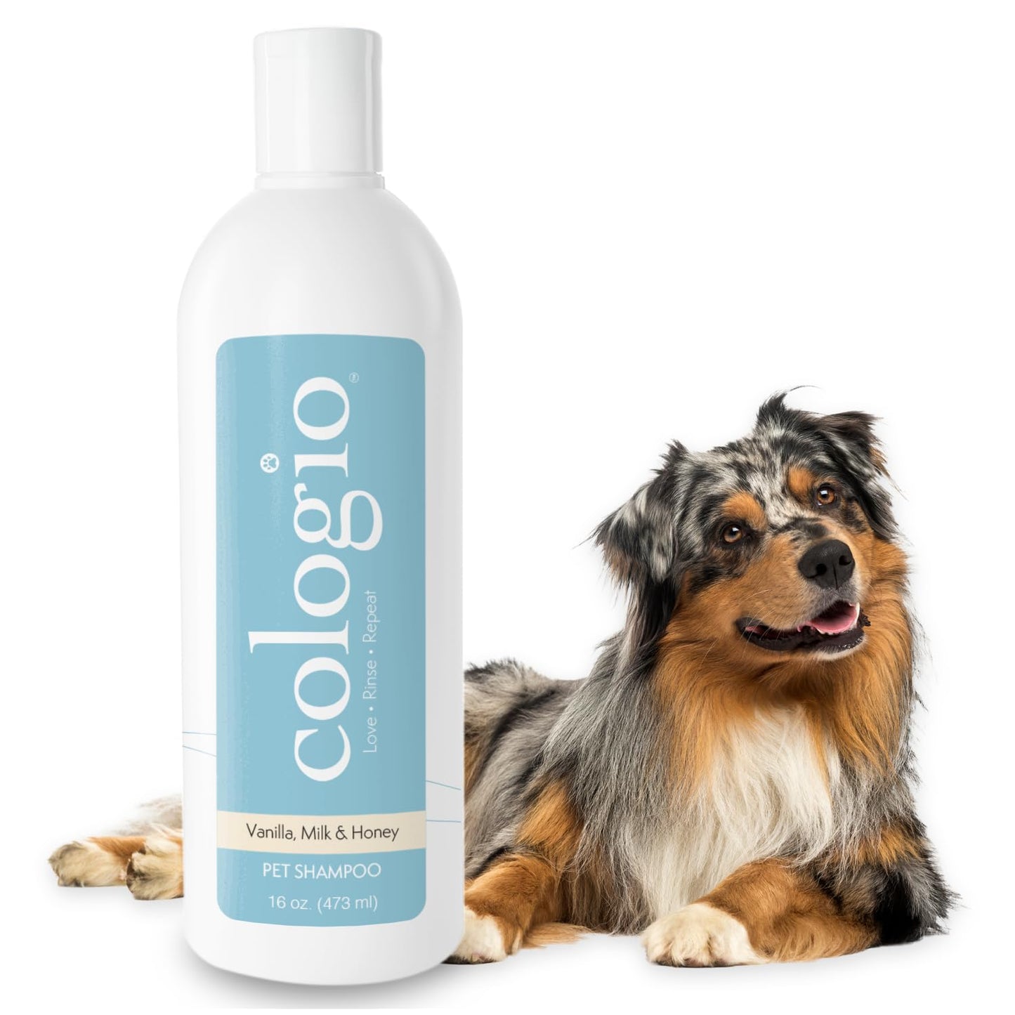 Cologio Moisturizing Dog Shampoo, Deodorizing Manuka Honey Vanilla Scented Pet Shampoo for Dogs, Made in USA Itchy Dry Skin Itch Relief Puppy Bath Soap for Sensitive Skin – Gentle, Cruelty-Free 16oz