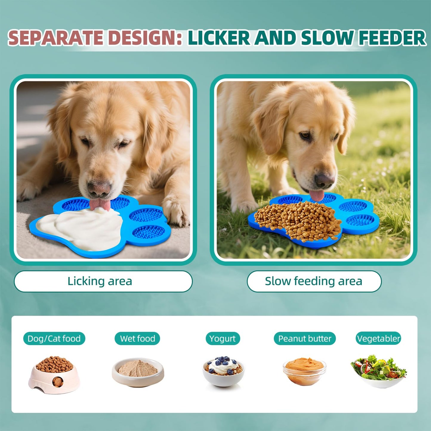 Lick Pad for Dogs Non-Slip Strong Suction Cup Fixed Soothing Toys Pet Grooming Bath Soothing Toys Anti-Anxiety Distraction Reusable Reusable Treats Can be Applied Pet Stress Relief Toys Easy to Clean