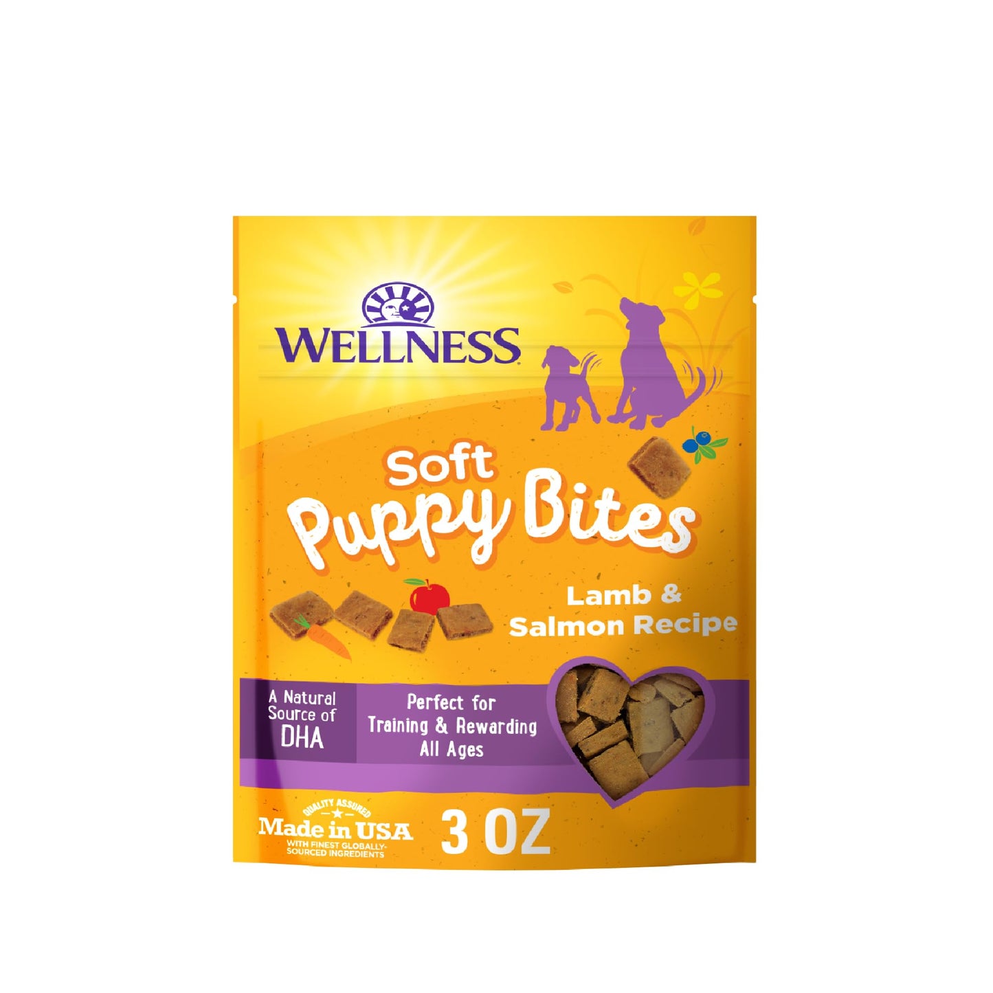 Wellness Puppy Treats, Natural, Training Treat, Grain Free, Soft Lamb & Salmon (3 Ounce Bag)