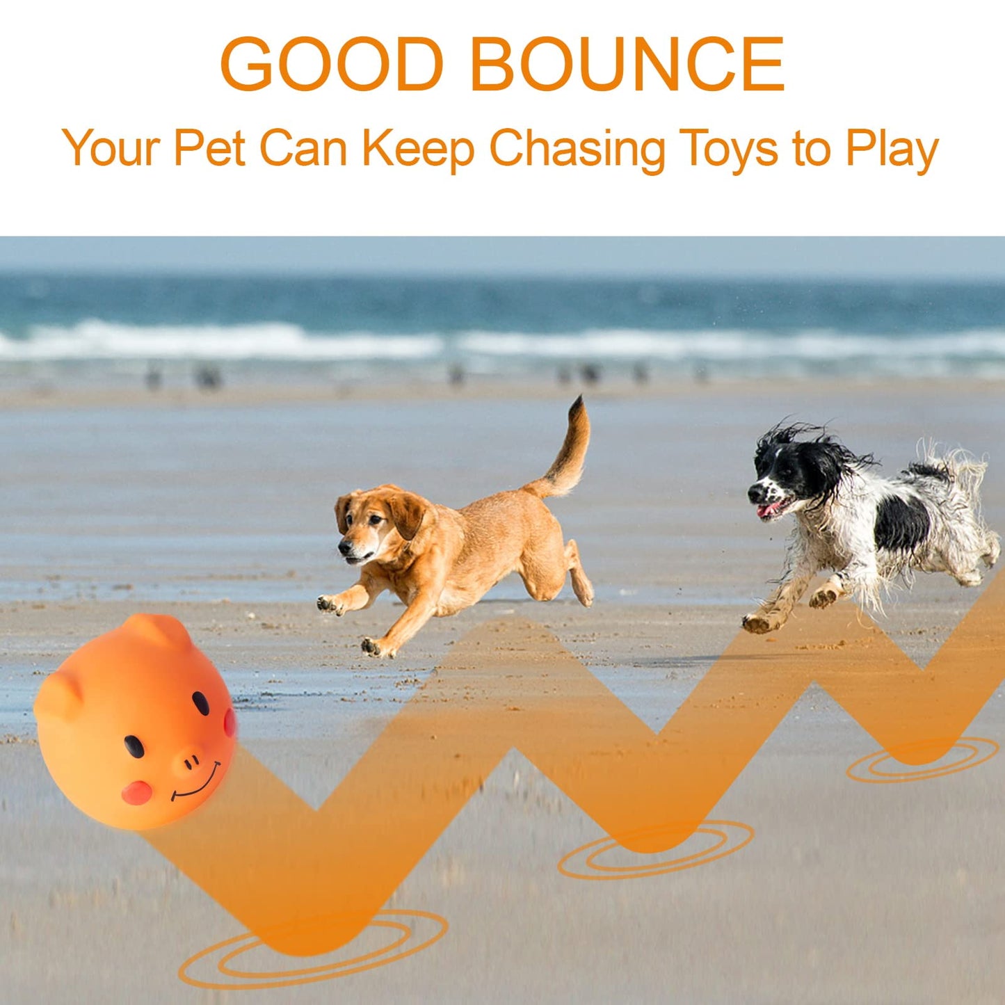 Coricorsu Squeaky Dog Toy Dog Squeaky Toys Chewing Durable Teething Latex Rubber Soft Interactive Fetch Play Dog Balls with Funny Piggy Face for Puppy Small Medium Pet Dog (6PCS)