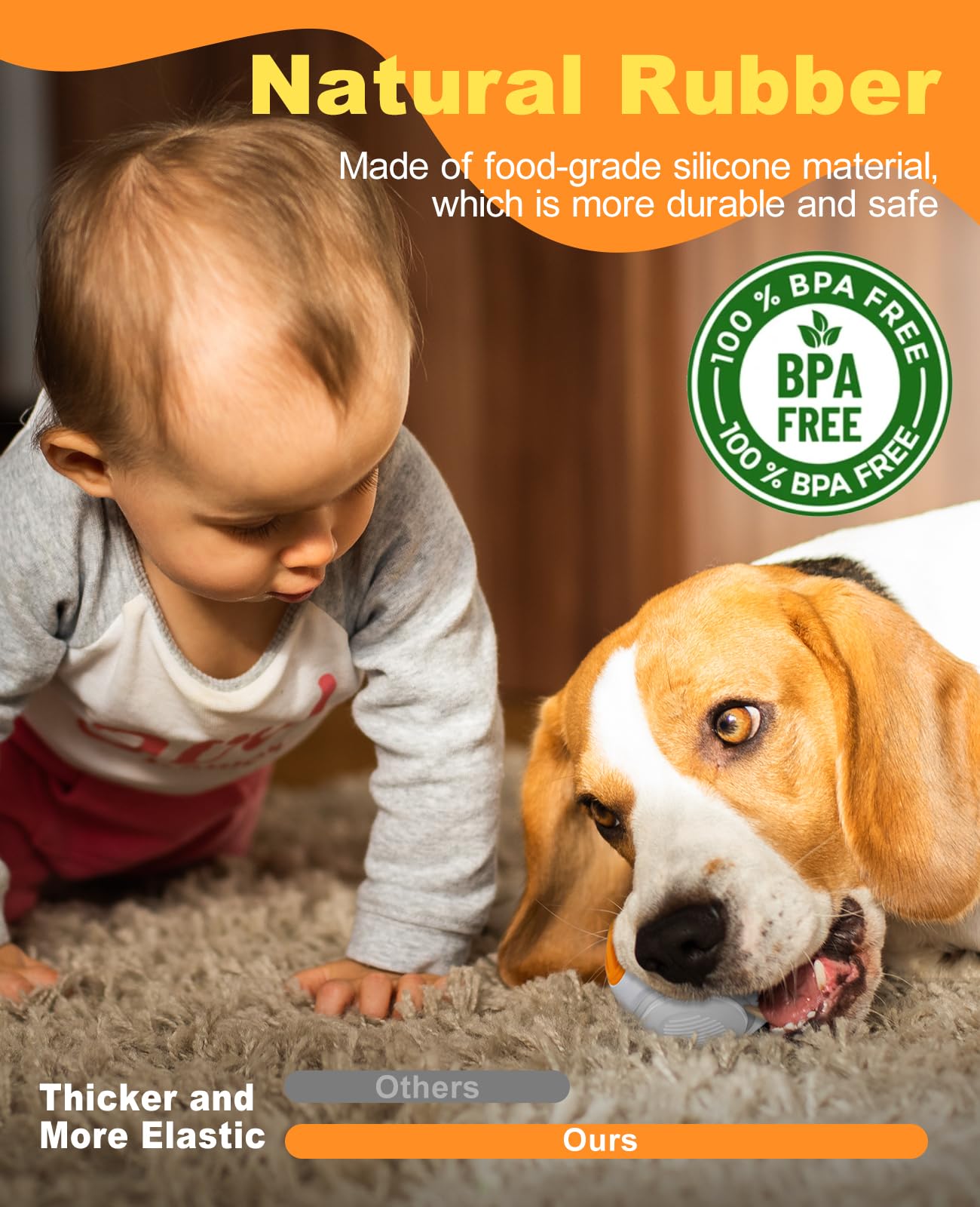 Xeuch Light Up Dog Balls, LED Dog Toy Ball Rechargeable, Bounce-Activated Durable Fetch Ball Grow in The Dark, Night Glowing Toy, Natural Rubber, Color Changing LED, 2.5 inches-Orange