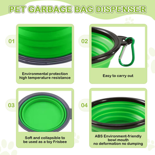 JIURUN Dog Treat Pouch for Pet Training - Dog Treat Bag (Black) - Dog Training Kit, Dog Clicker for Training, Silicone Treat Bag, 2-in-1 Whistle Clicker, Collapsible Dog Bowl, 2 Dog Poop Bag