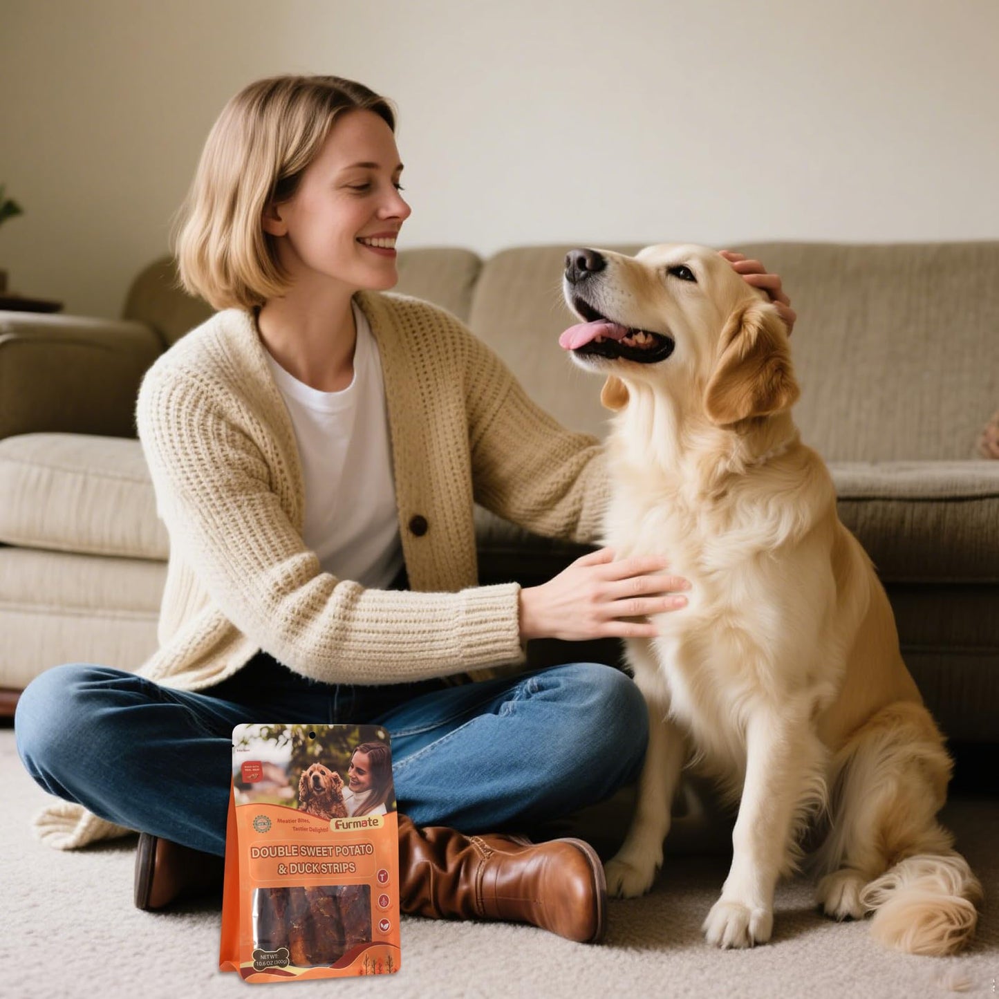 Furmate Dog Jerky Treats Duck Wrapped Orange Purple Sweet Potato, Healthy Dog Snacks High Protein Low Fat, Soft Chews Eliminates Tears, Training Rewards Treats for Small Medium Large Breeds,10.58 oz