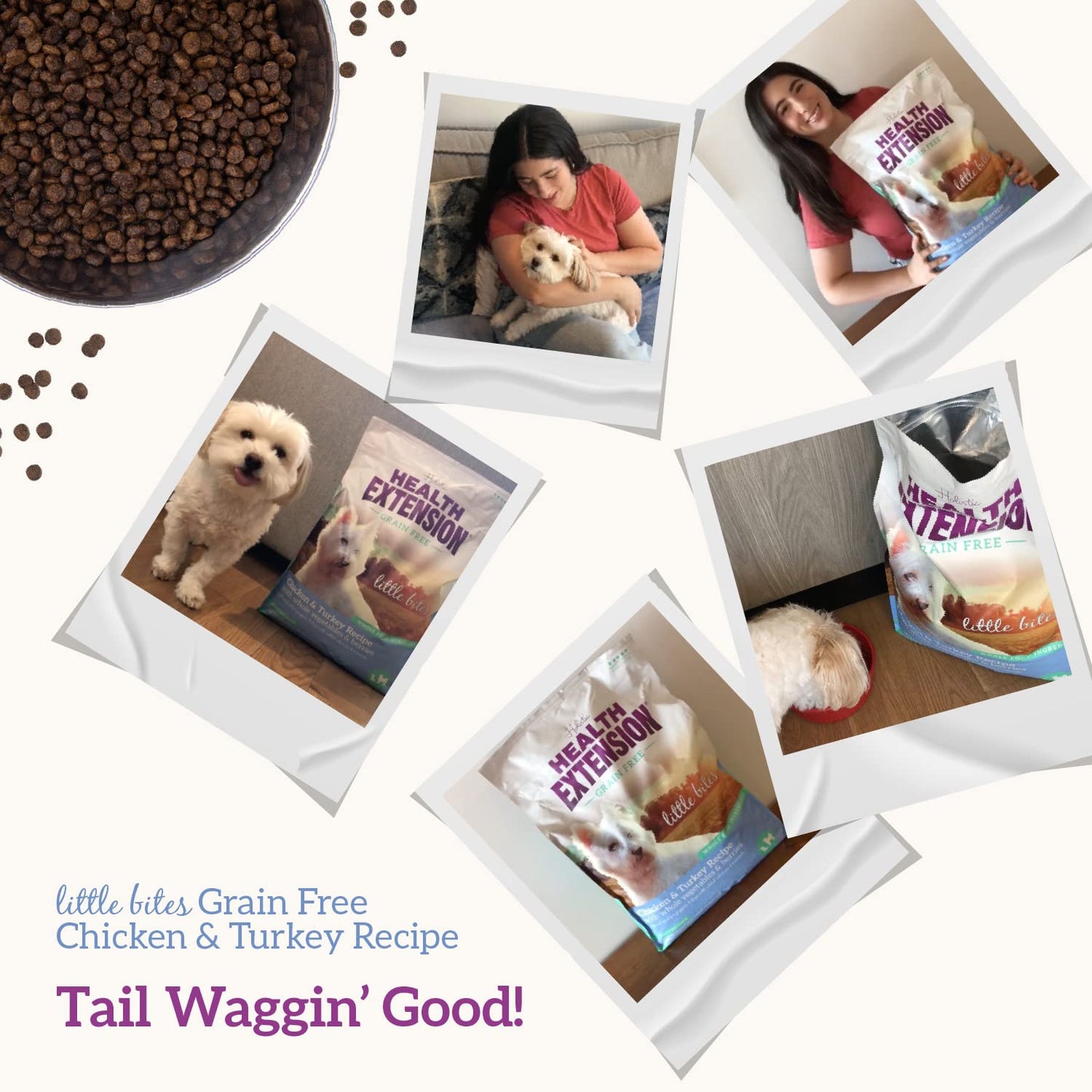 Health Extension Grain Free Chicken & Turkey Little Bites (3.5 lb / 1.59 kg) - Whole Foods Ingredients Formula with Probiotics & Antioxidants for Small Dogs