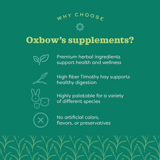 Oxbow Animal Health Natural Science Digestive Support, High Fiber Supplement for Rabbit & Guinea Pig, Made with Timothy Hay, Includes Chicory Root, Ginger Root, Chamomile, Made in USA, 4.2 oz Bag