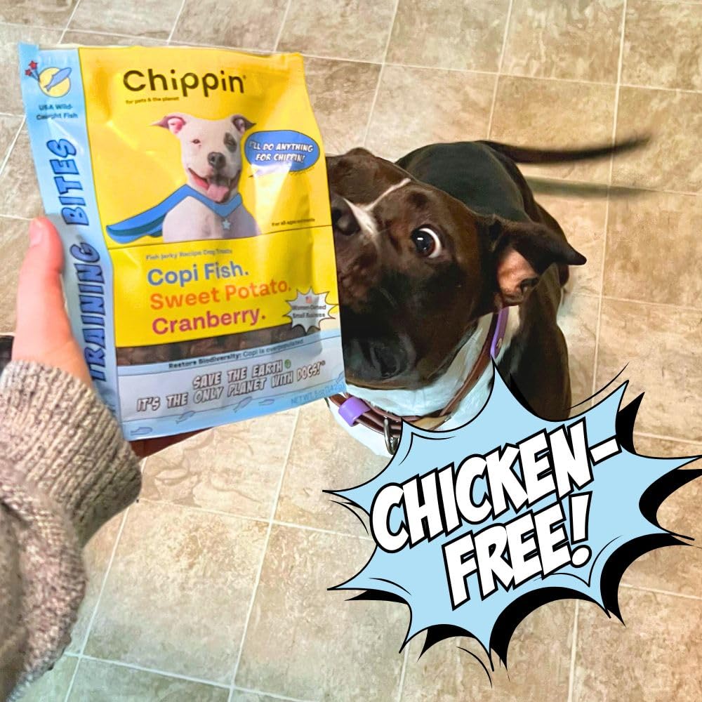 Chippin Fish & Sweet Potato Dog Training Treats (5oz, 1-Pack) | Natural Low-Fat, Low-Calorie Treats | Made in The USA | Grain-Free, Hypoallergenic, Chicken-Free Soft & Chewy Small Dog Treats