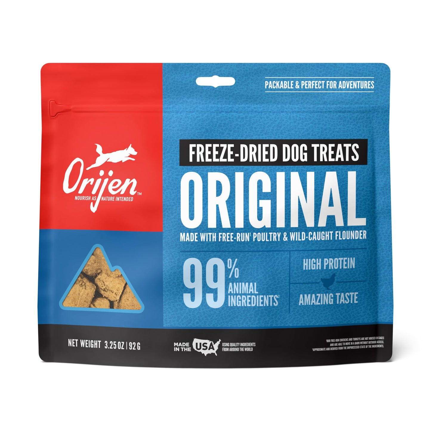 ORIJEN Grain Free High Protein Freeze Dried Dog Treats Original Recipe 3.25oz Bag