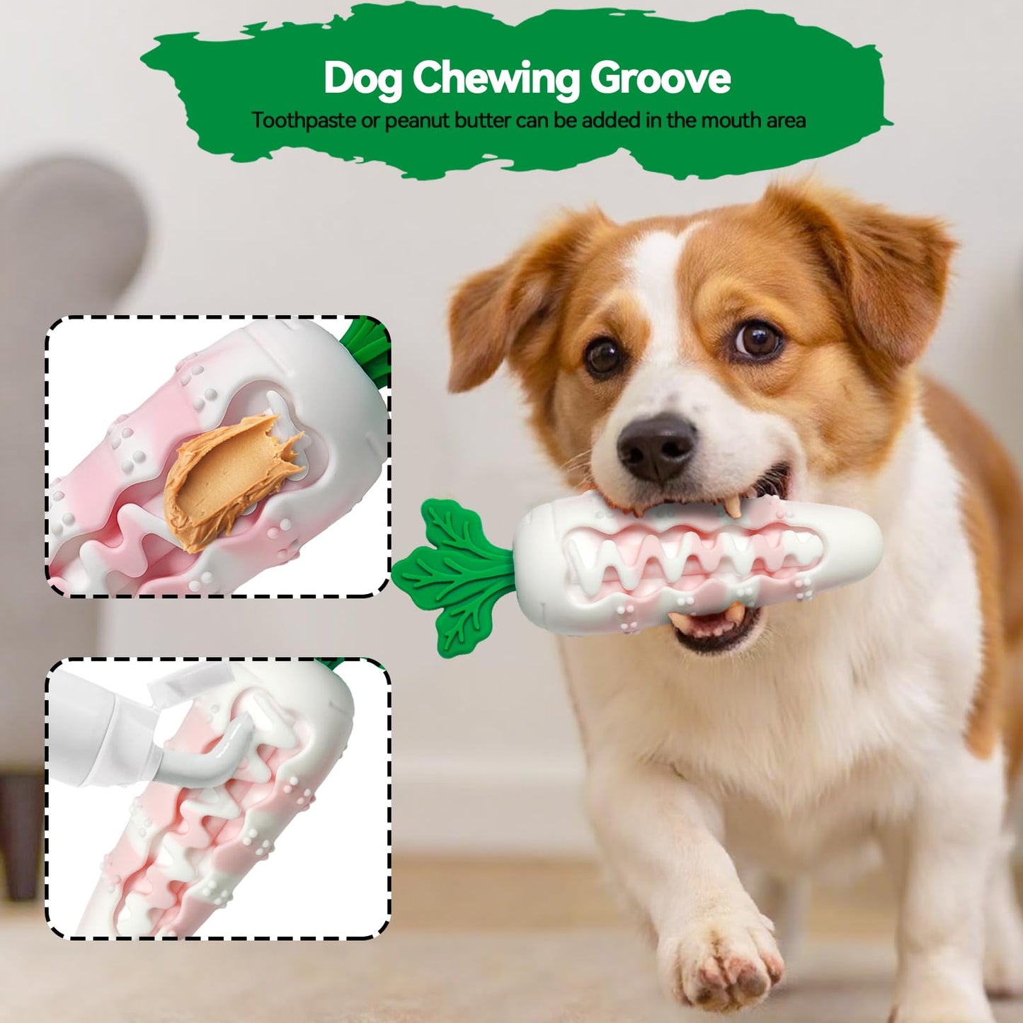 AWINNER Dog Chew Toys for Aggressive Chewers, Indestructible Tough Durable Squeaky Interactive Dog Toys, Puppy Teeth Chew Carrot Stick Toy for Small Medium Large Breed (Mixed Pink)