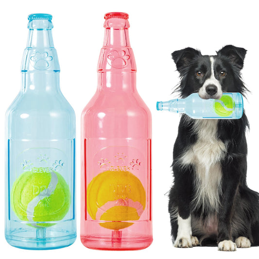 YOOGAO Pet Dog Toy, Dog Squeak Toy, Floating Dog Toy, Interactive Fetch Toy for Play and Training, Bottle Shape with Tennis Ball Inside (Set of Two Large)