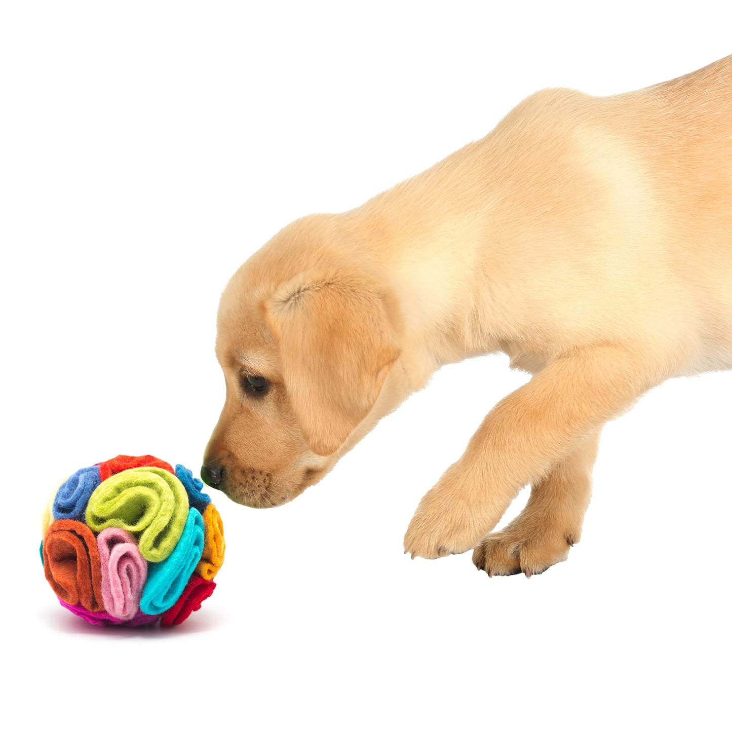 Glaciart One Snuffle Ball for Dogs - 5"x5" Treat Dispensing Puzzle Toy for Small & Medium Breeds - Mental Stimulation, Slow Feeding, and Interactive Play - Durable, Natural Wool, Machine Washable