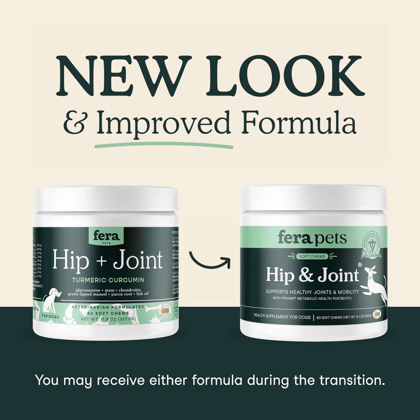 Fera Pets Hip & Joint Supplement for Dogs with Glucosamine, MSM, Chondroitin, & Green Lipped Mussel - Supports Healthy Joints and Weight Management - 90 Soft Chews