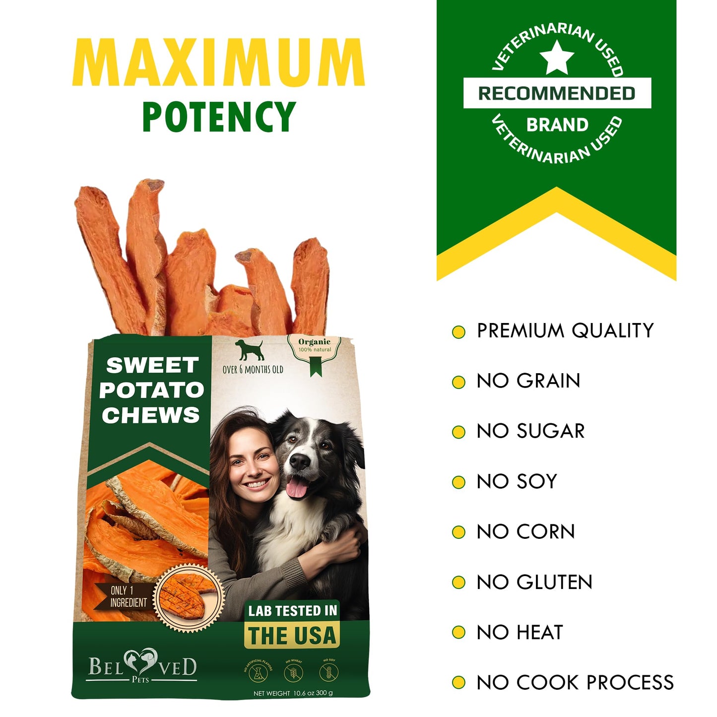 Dog Treats Sweet Potato Chips 11 oz - All Natural Pet Snack Chews - Grain Free & Human Grade Dried Snacks in Bulk - Best Jerky for Training Small & Large Dogs