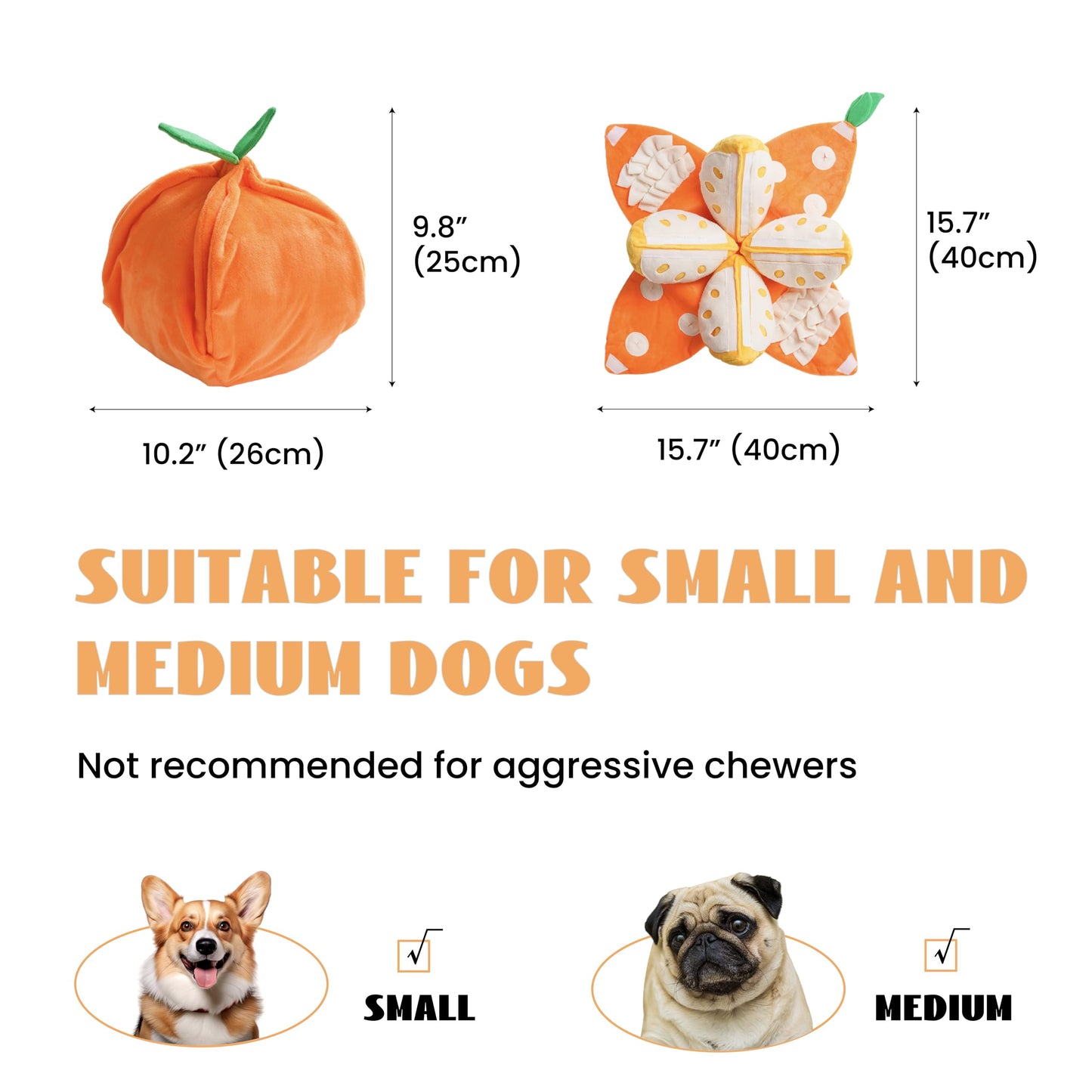Nocciola Hide and Seek Plush Dog Toys, Orange Tangerine Interactive Dog Toy for Small Dogs, Puppy Squeaky Toy with Crinkle Papers, Puzzle Toy for Boredom, Nosework Pet Toy for Small Medium Dogs