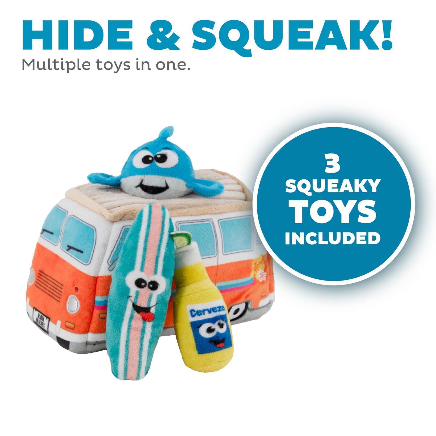 Outward Hound Hide A Surf Van Plush Dog Toy Puzzle