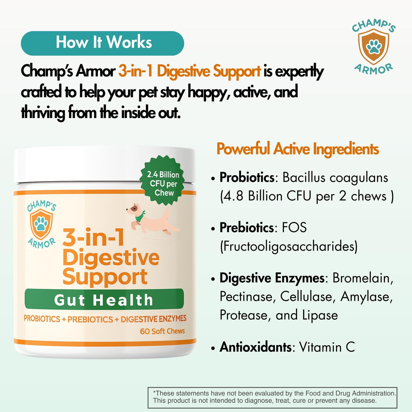 Chew No Poo - Coprophagia Treatment for Dogs - Prevent Dog Poop Eating - Natural Stool Eating Deterrent + Breath Aid - Probiotics & Digestive Enzymes - Boosts Gut Health - Made in USA - 120 Soft Chews