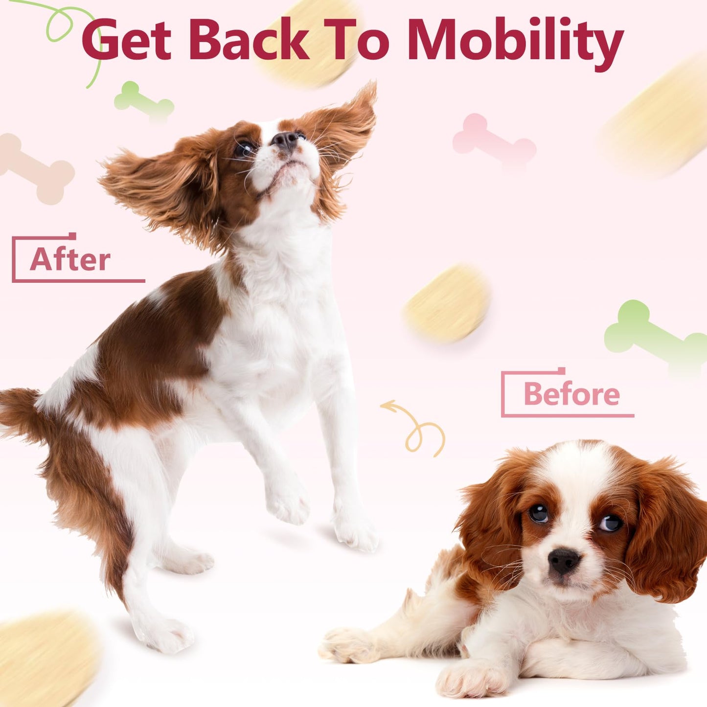 Glucosamine for Dogs, Joint Supplement for Dogs, Chondroitin, MSM, Hemp, Turmeric, Omega 3 for Pain Relief & Skin Health, Dog Hip and Joint Supplement with Calcium Support Bones Health, 120 Chews