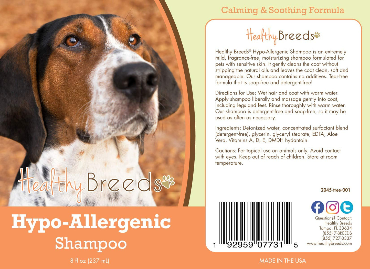 Healthy Breeds Treeing Walker Coonhound Hypo-Allergenic Shampoo 8 oz
