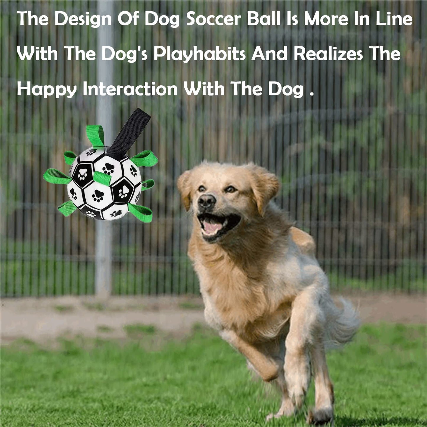 Domchan Dog Soccer Ball, Interactive Toys for Tug of War, Puppy Birthday Gifts, Tug Toy, Water Toy, Durable Balls for Small & Medium Size(6 inch)