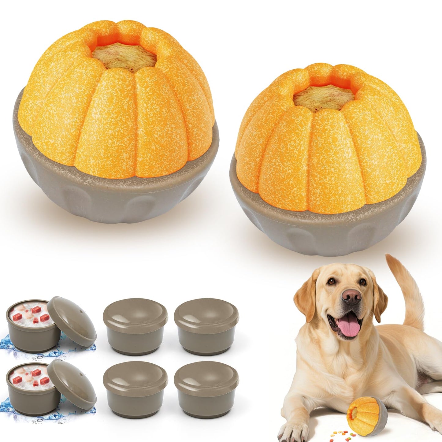 ClariVora 2 Pack Frozen Dog Treat Toy for Aggressive Chewers, Treat Dispensing Enrichment Toy – Freezable Interactive Chew Toy to Keep Dogs Busy – Durable Dog Puzzle Feeder for Boredom Relief, Yellow