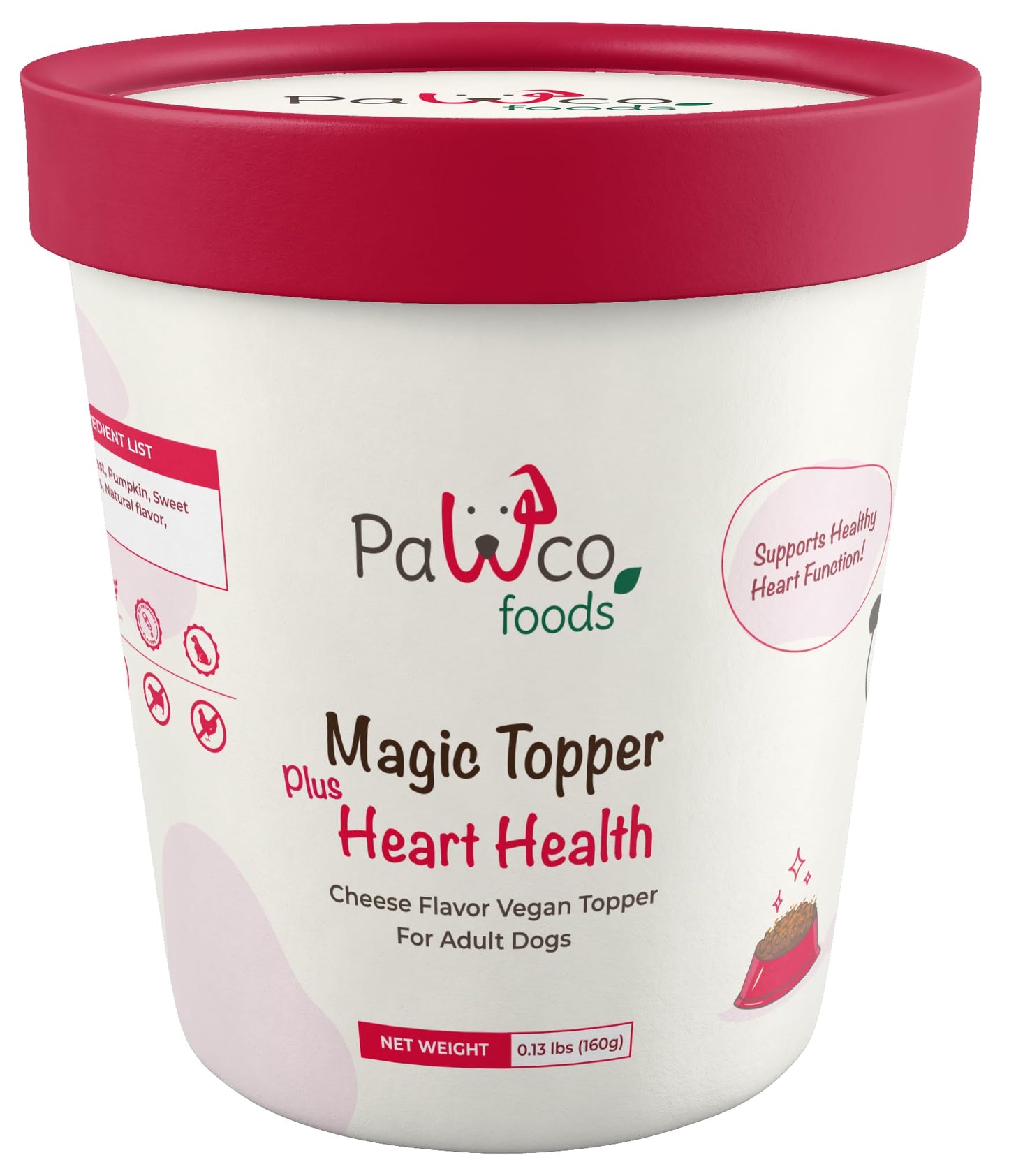 PawCo Magic Topper Heart Health - Dog Food Topper with Taurine, Grain-Free Meal Enhancer for Energy Support, 160g