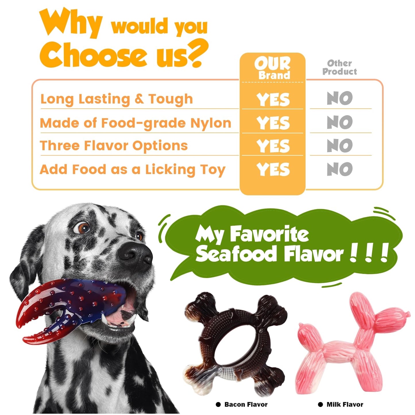 SHWLNY Tough Dog Toys for Aggressive Chewers: 3-Pack of Indestructible Chew Toys, Durable Nylon Dog Bones Toy with 3 Flavors, Suitable for Large Medium Breed, Gifts for Dogs