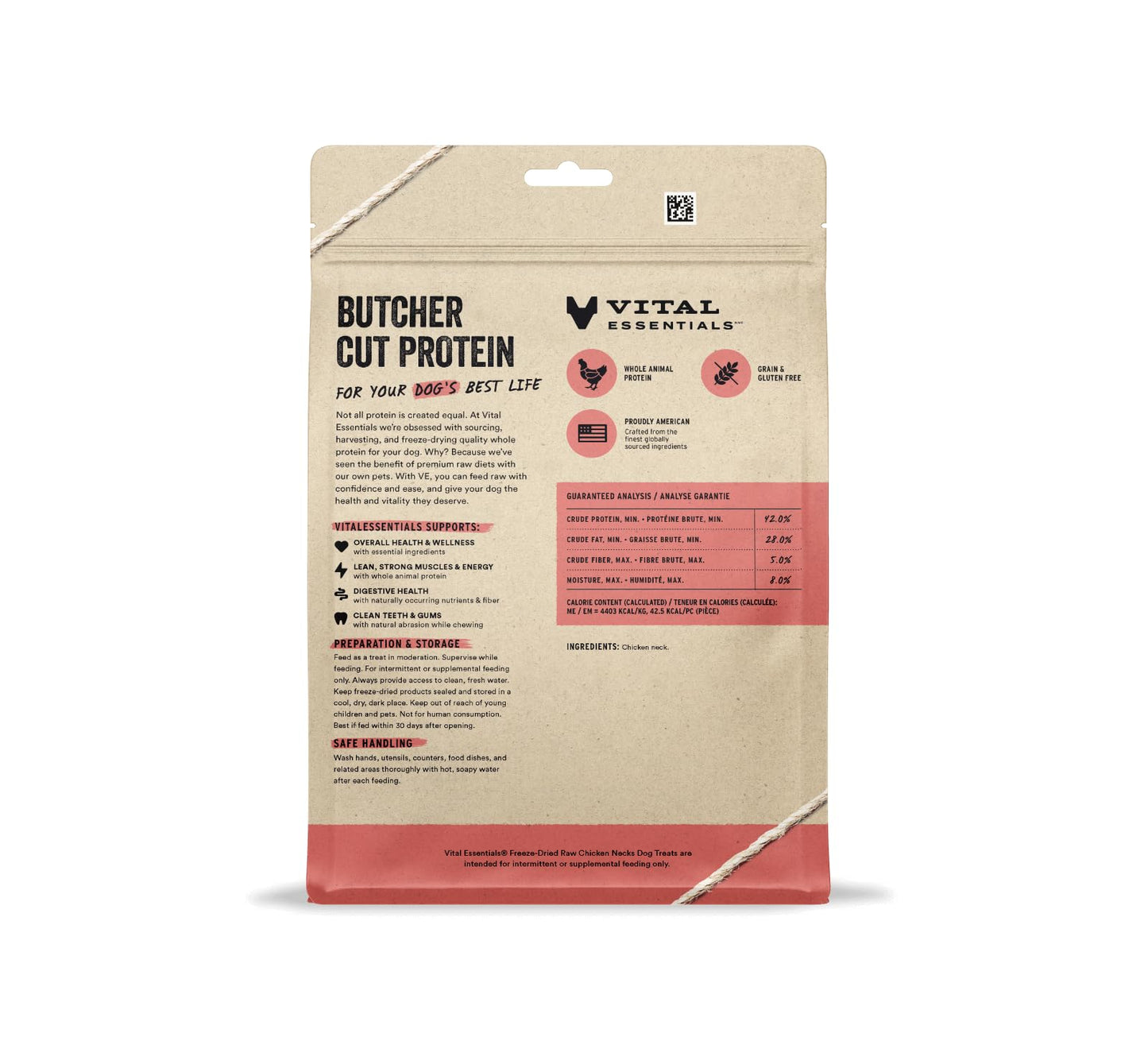 Vital Essentials Chicken Necks Dog Treats, 9 oz | Freeze-Dried Raw | Single Ingredient | Premium Quality High Protein Training Treats | Grain Free, Gluten Free, Filler Free