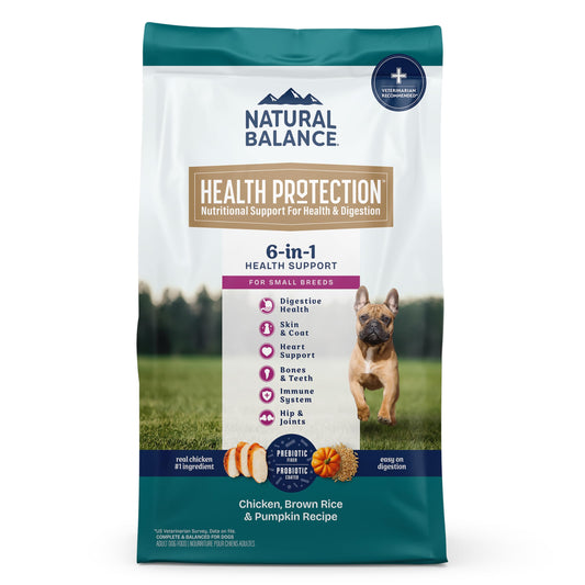Natural Balance Health Protection Small Breed Dry Dog Food – Whole Body Health, Easy on Digestion Dog Food Made with Chicken, Brown Rice & Pumpkin for Dogs - 12lbs.