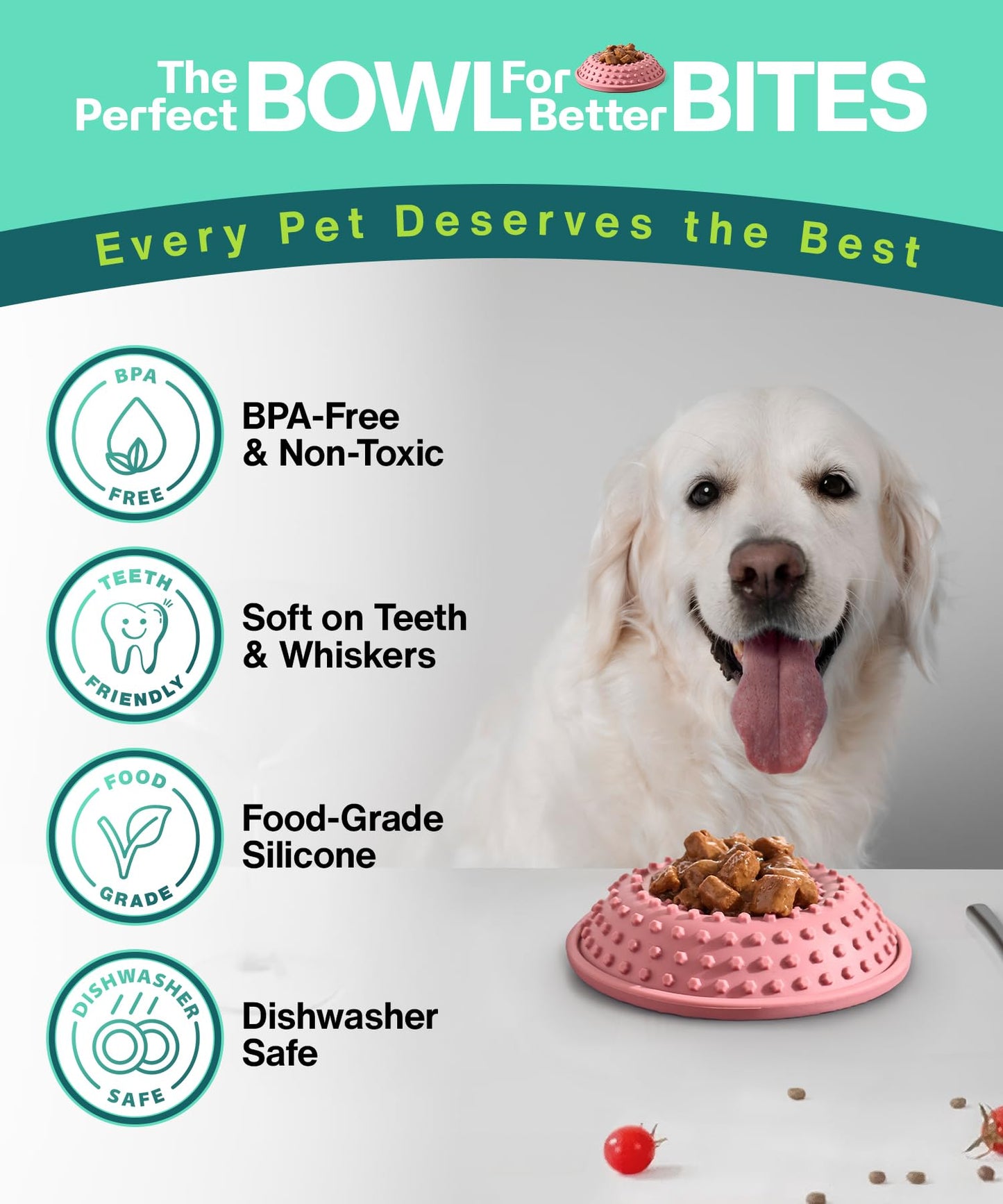 Whiskers & Wags Lick Bowl for Dogs & Cats | 3-in-1 Interactive Cat Slow Feeder Bowl & Licking Mat | XL Suction Cup for Stability | Silicone Vessel with Airtight Lid | Engaging Mealtime Solution