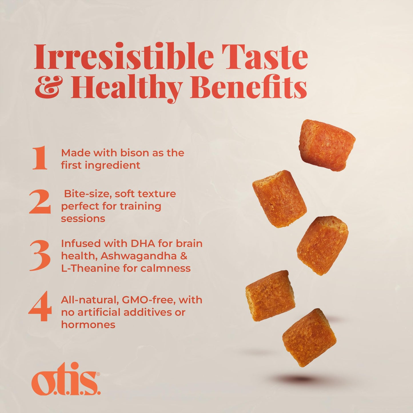 O.T.I.S. Wild Things Trainers Bison Recipe – 4 oz – Bite-Size Dog Training Treats with DHA, Ashwagandha & L-Theanine – GMO-Free – No Hormones or Artificial Additives