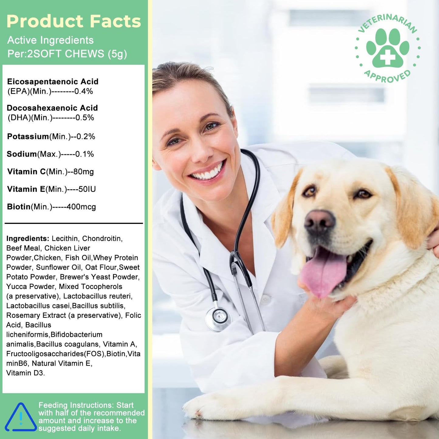10-in-1 Dog Multivitamin Supplement, Calming Chews with Chondroitin & Probiotics, Mega Pack 10.6oz/300g (120 Chews), Supports Joint Health & Calming, Beef Flavor