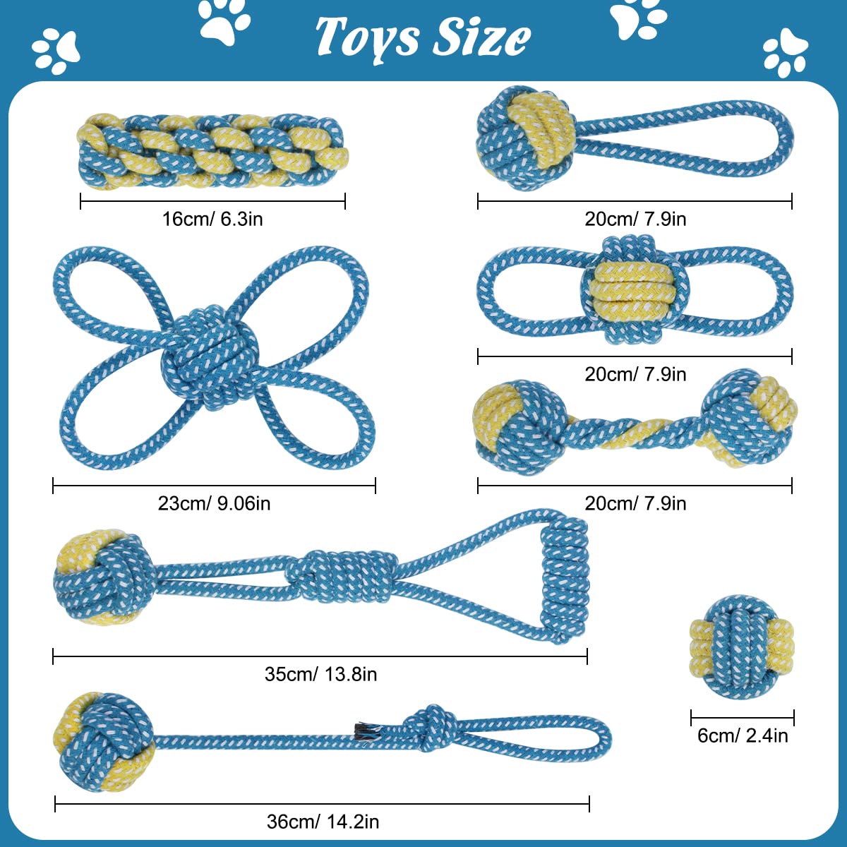 ETACCU 16 Pack Dog Rope Toys for Puppy & Small Dogs ， Puppy Rope Toy for Aggressive Chewers, Indestructible，Keeping Dogs from Being Bored