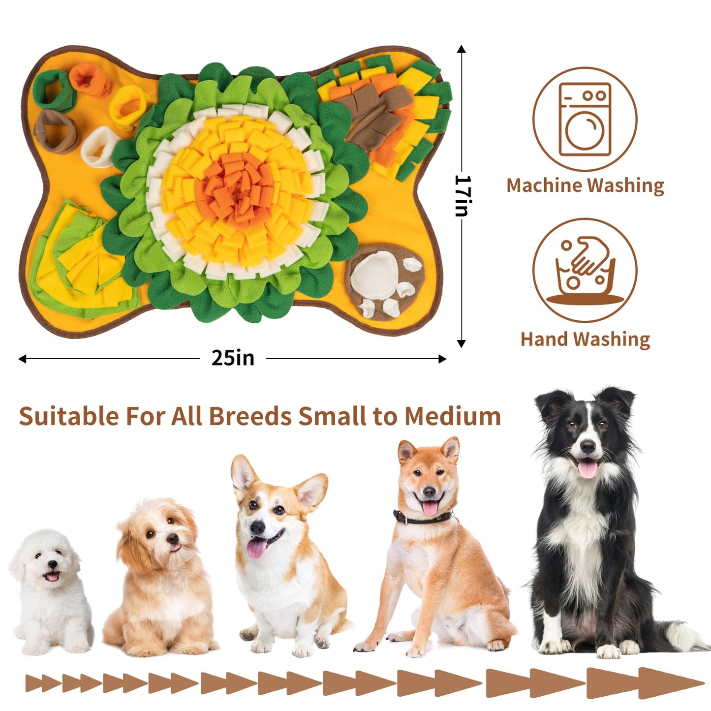 Generic Pet Snuffle Mat for Puppies Dogs,Interactive sniff mat for Small and Medium，Mental Puzzle Toys for Smell Training and Slow Feeder，Stress Relief, Orange