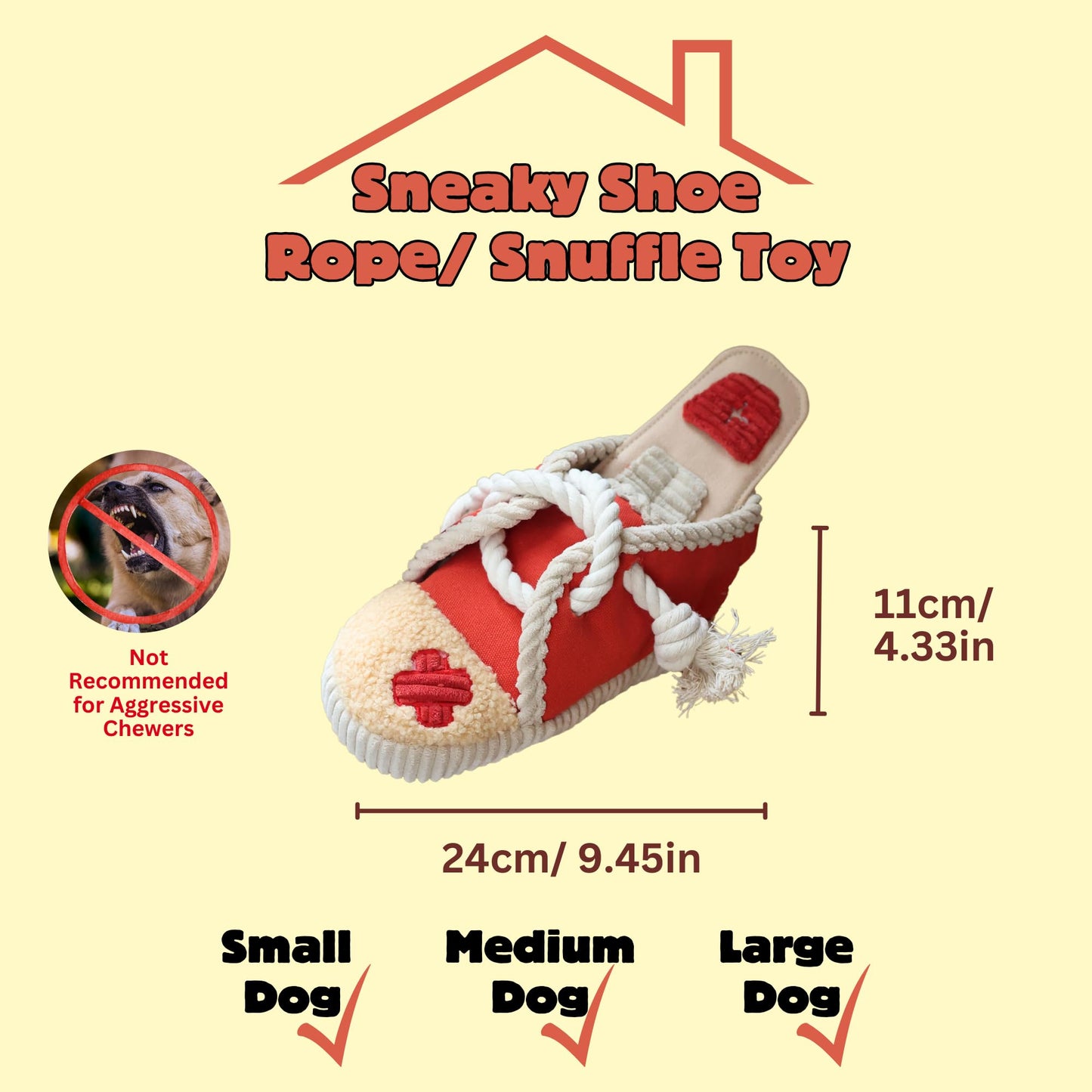Pawfoo Lab 2 Pack No Stuffing Squeaky Dog Toys for Small, Medium and Large Dogs - Interactive Tug of War Puppy Chew Snuffle Toy, Dog Birthday for Dog Presents - Shoe
