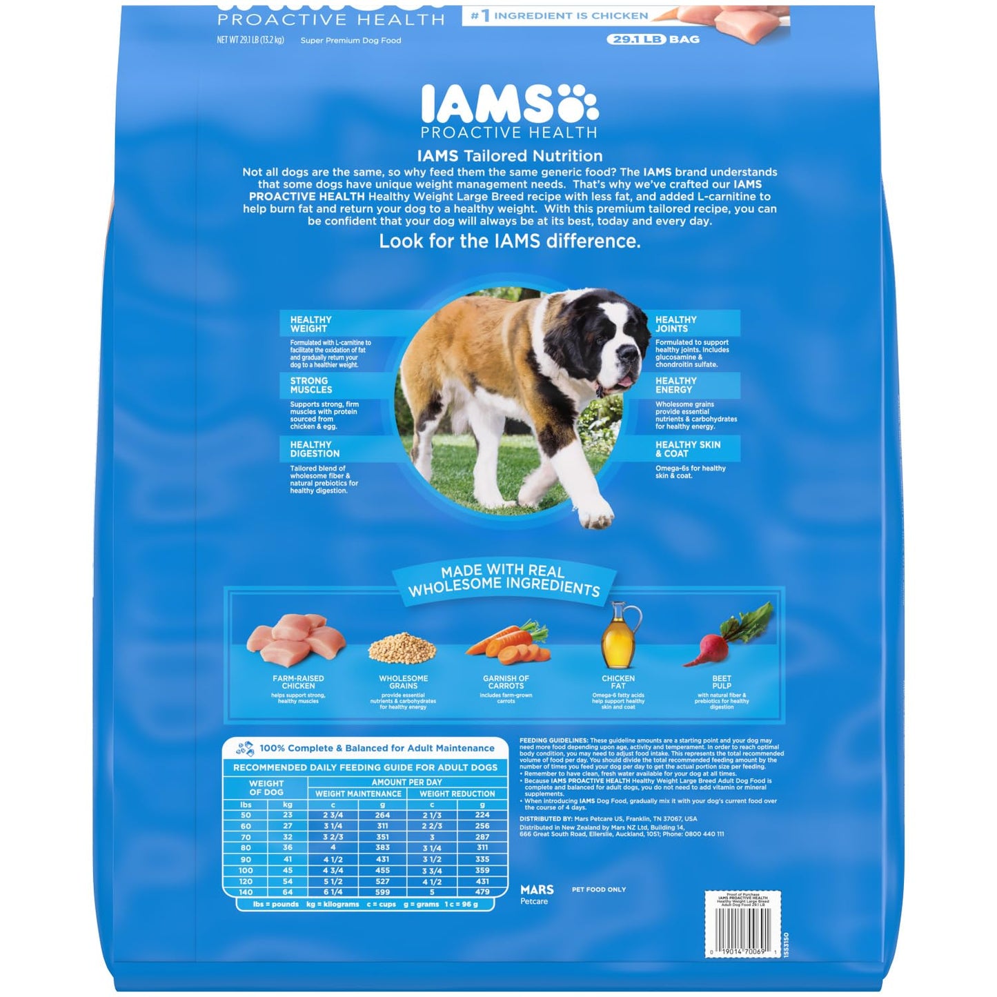 IAMS Proactive Health Healthy Weight Control Large Breed Adult Dry Dog Food with Real Chicken, 29.1 lb. Bag
