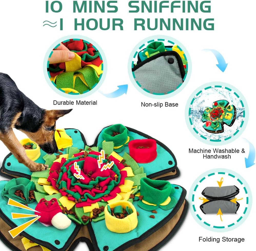 AWOOF Snuffle Mat for Dogs,Durable Interactive Dog Puzzle Toys Encourages Natural Foraging Skills,Durable Dog Feeding Mat for Boredom and Mental Stimulation for Large, Medium and Small Dogs