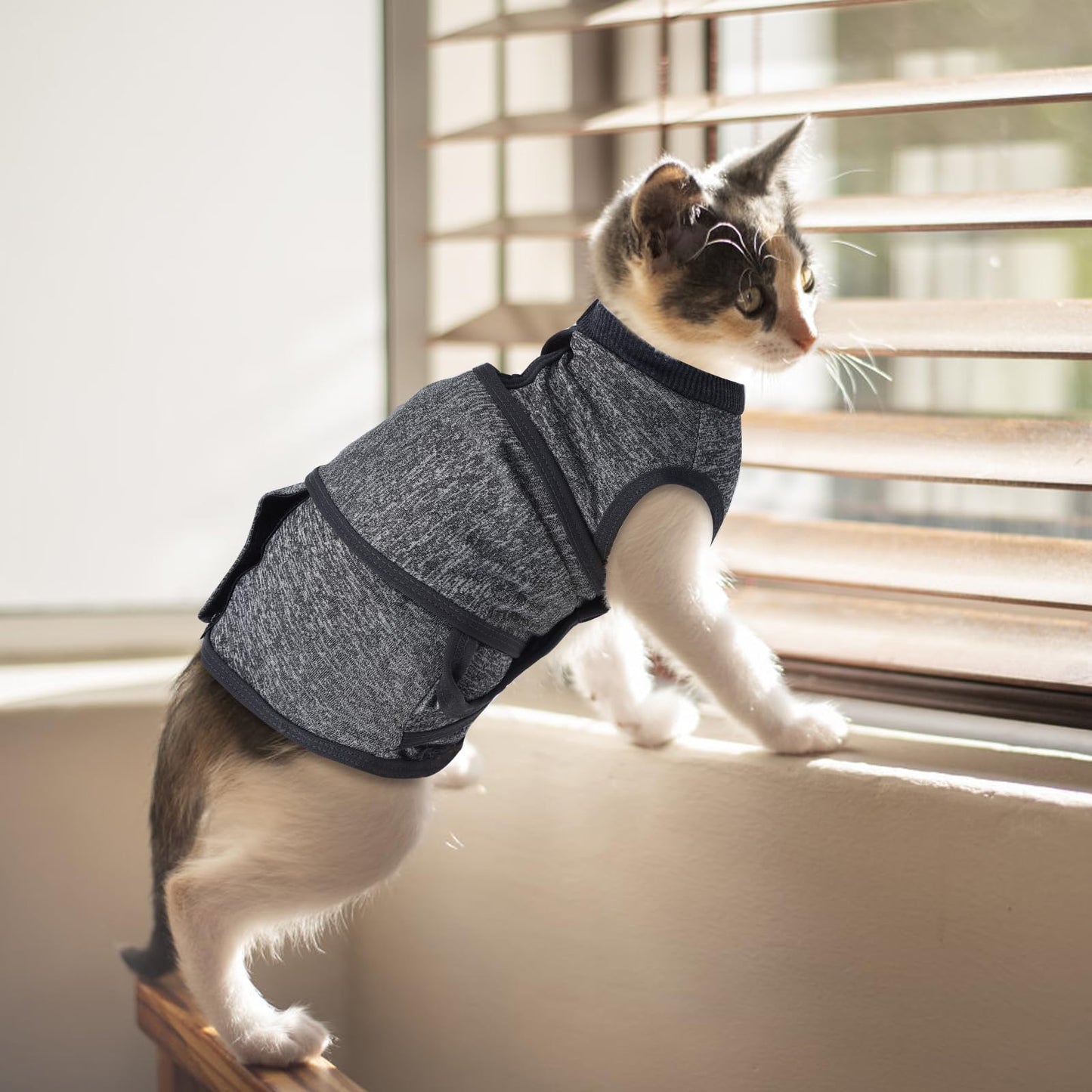 SoeKoa Cat Anxiety Jacket, Anxiety Vest for Cats, Jackets for Cats Only, Self-Adhesive Adjustable Pet Cat Calming Wrap Shirt, Calming Wrap for Pets to Relieve Stress