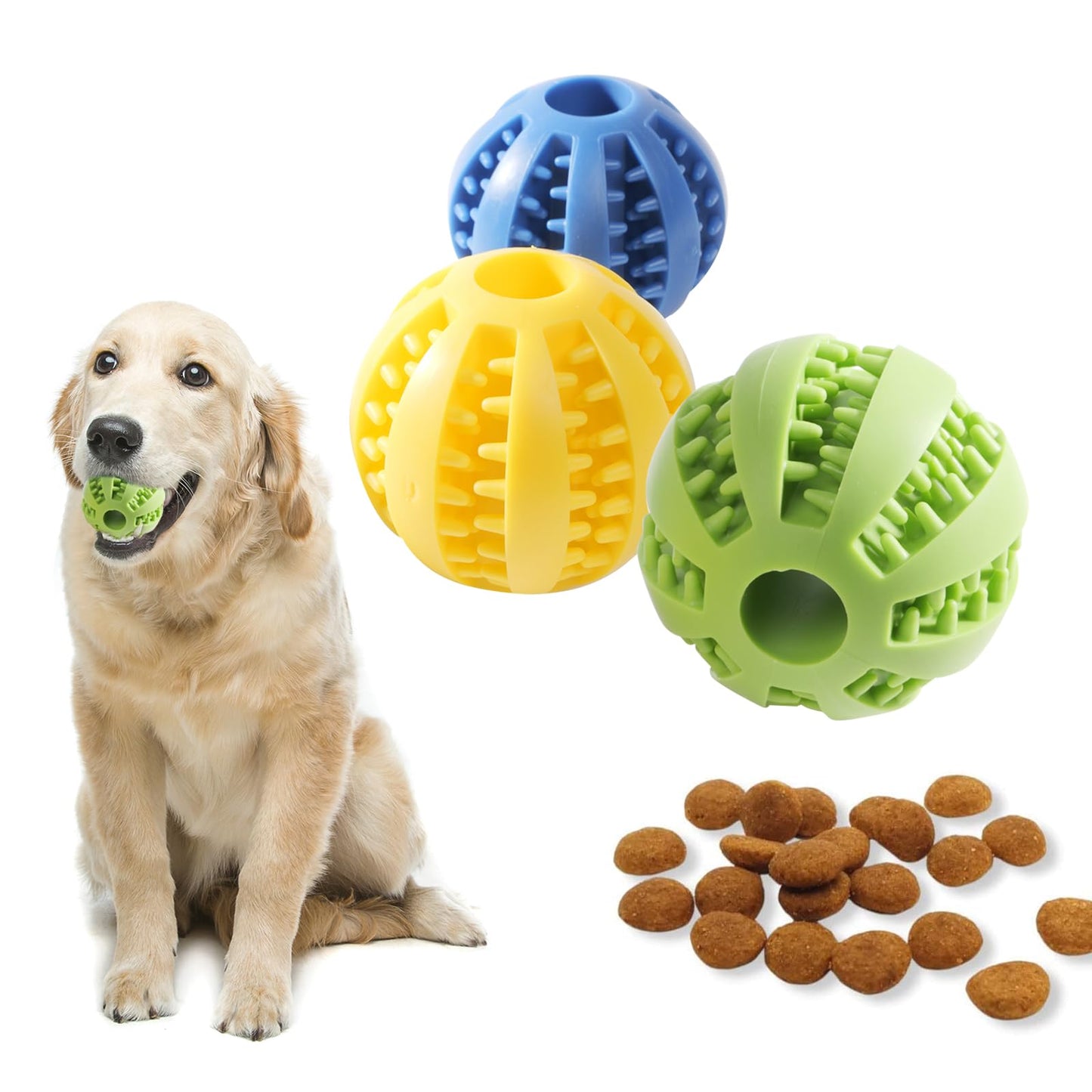 Zividodo Interactive Dog Toys, Dog Puzzle Ball, Pet Chew Relieves Anxiety, Cleans Teeth,Dog Toys to Keep Them Busy,Outdoor Dog Entertainment for Small and Medium Dogs (3 Pcs)