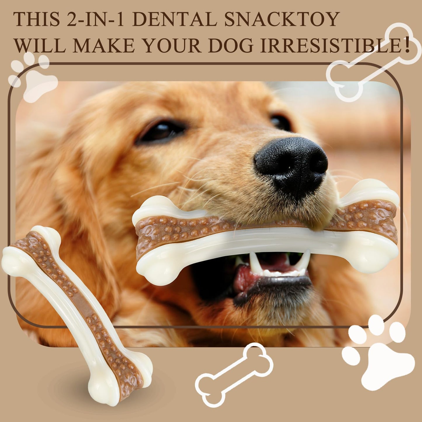 Leyndo 24 Pcs Dog Bones Toys for Aggressive Chewers Tough Nylon Beef Dog Teething Chew Toys for Aggressive Chewers Puppies Medium Large Breeds Teeth Cleaning and Training