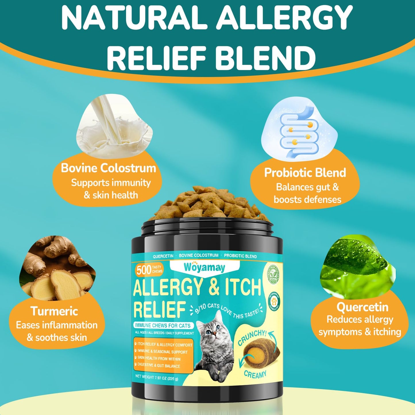 Woyamay Cat & Dog Wellness Bundle – Anti-Itch Allergy Chews for Cats + Dog Calming Pheromone Diffuser Kit, Supports Cat Skin Comfort & Reduces Dog Anxiety, All-in-One Pet Care Solution
