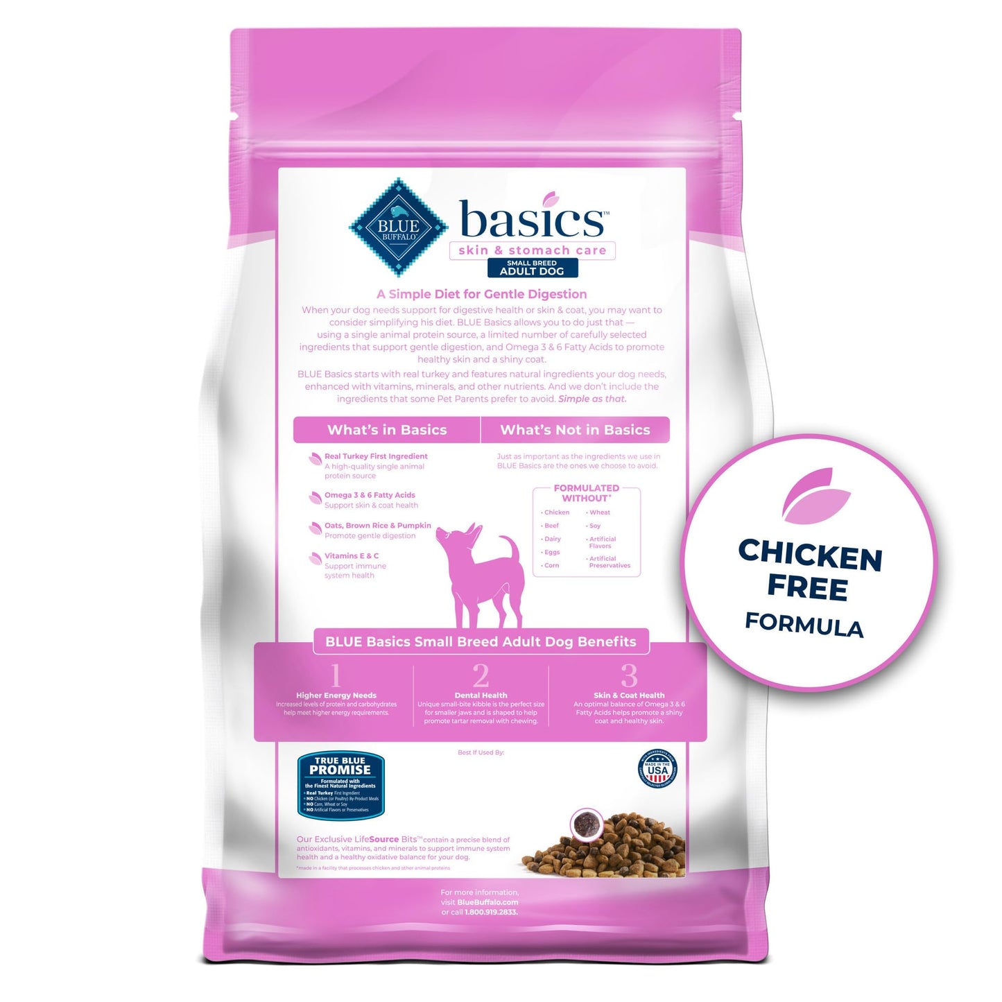 Blue Buffalo Basics Dry Dog Food for Small Breed Adult Dogs, Limited Ingredient Diet, Turkey Recipe, 11-lb. Bag
