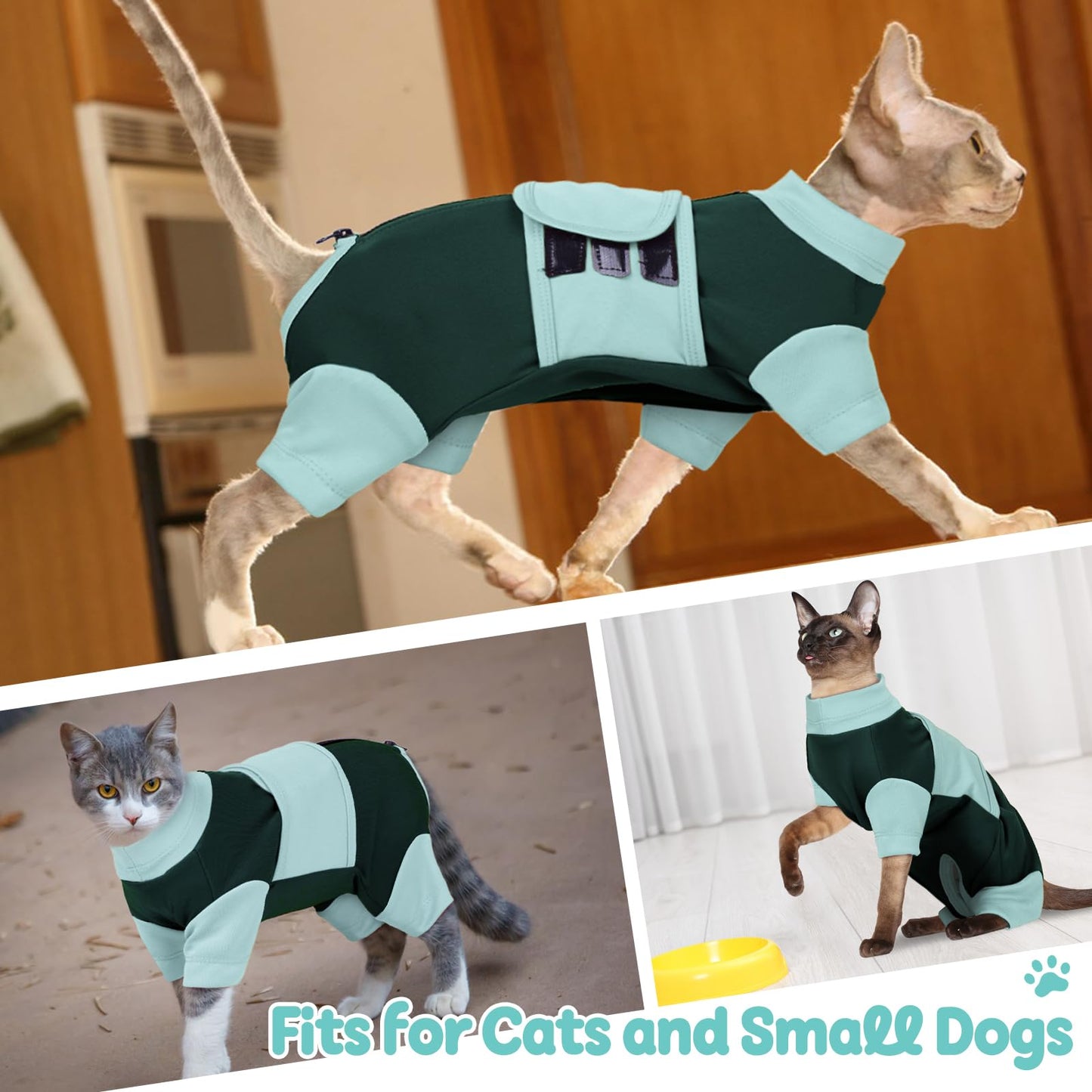 Cat Anxiety Jacket, Adjustable Cat Anxiety Suit with Zipper, Cats Anxiety Vest for Fireworks, Thunderstorm, Travel, Separation, Anxiety Calming Vest Wrap for Cats