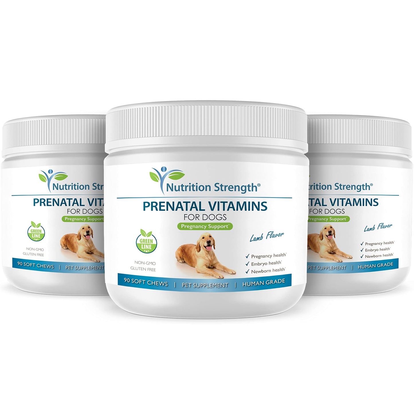 Nutrition Strength Prenatal Vitamins for Dogs to Support Development of Healthy Puppies, Promote Milk Production, with Folic Acid, Iron, Zinc, Iodine, B Vitamins for Pregnant Dogs, 90 Soft Chews