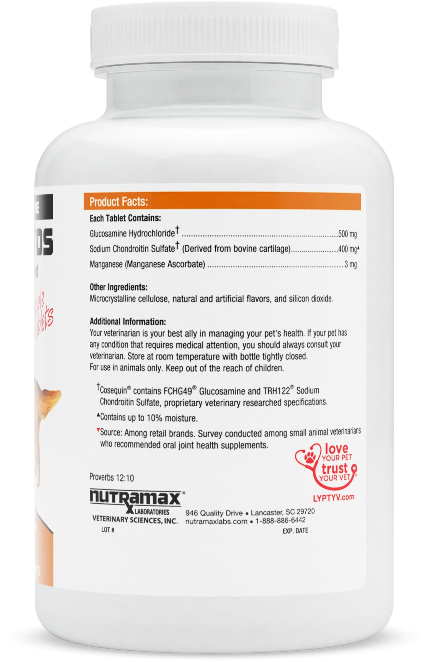 Nutramax Cosequin for Dogs Joint Health Supplement, Contains Glucosamine for Dogs, Plus Chondroitin, Supports Healthy Joints, Chewable Tablets, 250 Count