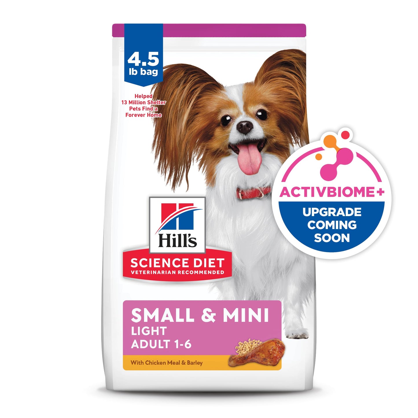 Hill's Science Diet Light , Adult 1-6, Small & Mini Breeds Weight Management Support, Dry Dog Food, Chicken & Barley, 4.5 lb Bag