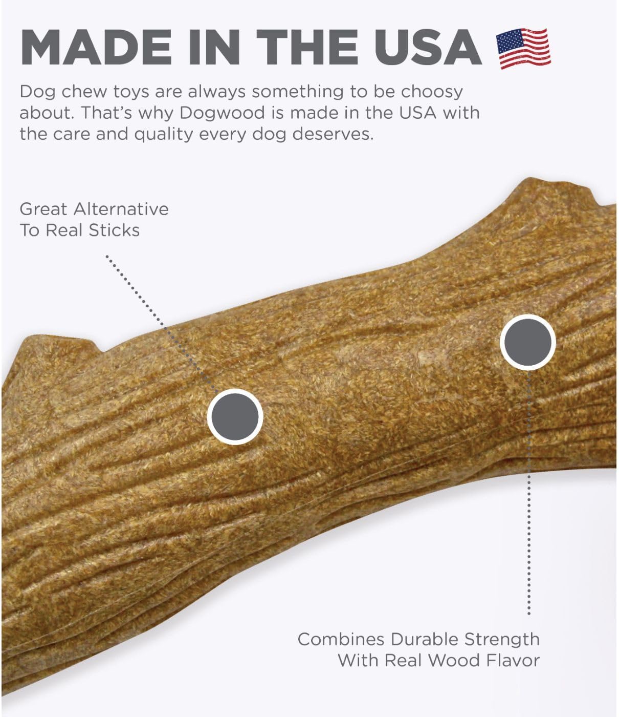 Petstages Dogwood Durable Dog Chew Toy, Small - Long Lasting Chew Stick Made with Real Wood - USA Made, S