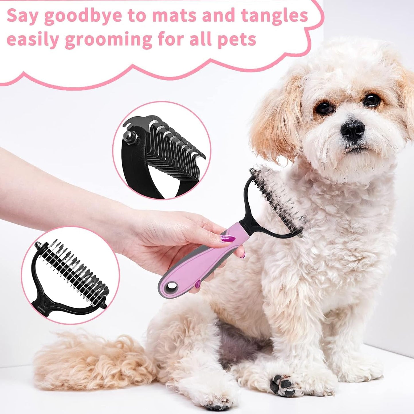 Generic 6-Piece Pink Grooming Brush dogs & Cat, Dog hair brush for Grooming small dogs, Puppy Brush for Small Dogs, Includes Bunny Nail Clippers with Case Pink, Easy to Transpor