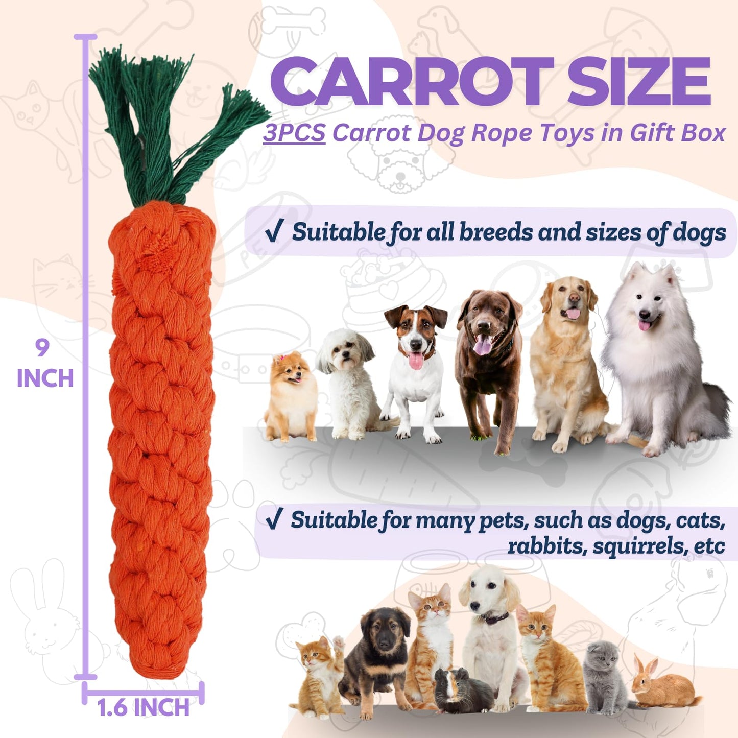Dog Calming Diffuser with Light & 4 Refills (48ml Each) + 3PCS Orange Woven Chew Toys – 120-Day Plug-in Kit and Pet Play Set for Dogs, Cats, and Small Animals