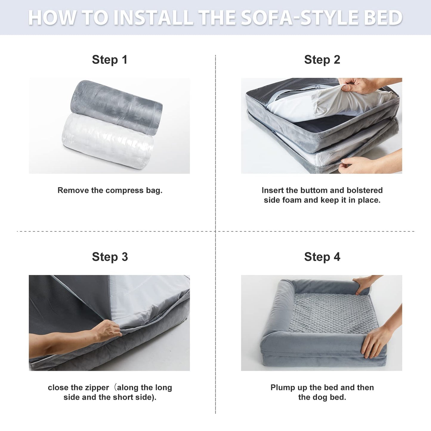 WNPETHOME Orthopedic Dog Bed for Large Dogs – XL Washable Pet Bed with Waterproof Cover, Non-Slip and Egg-Crate Foam Big Dog Couch Bed with Washable Removable Cover, Comfort & Joint Relief