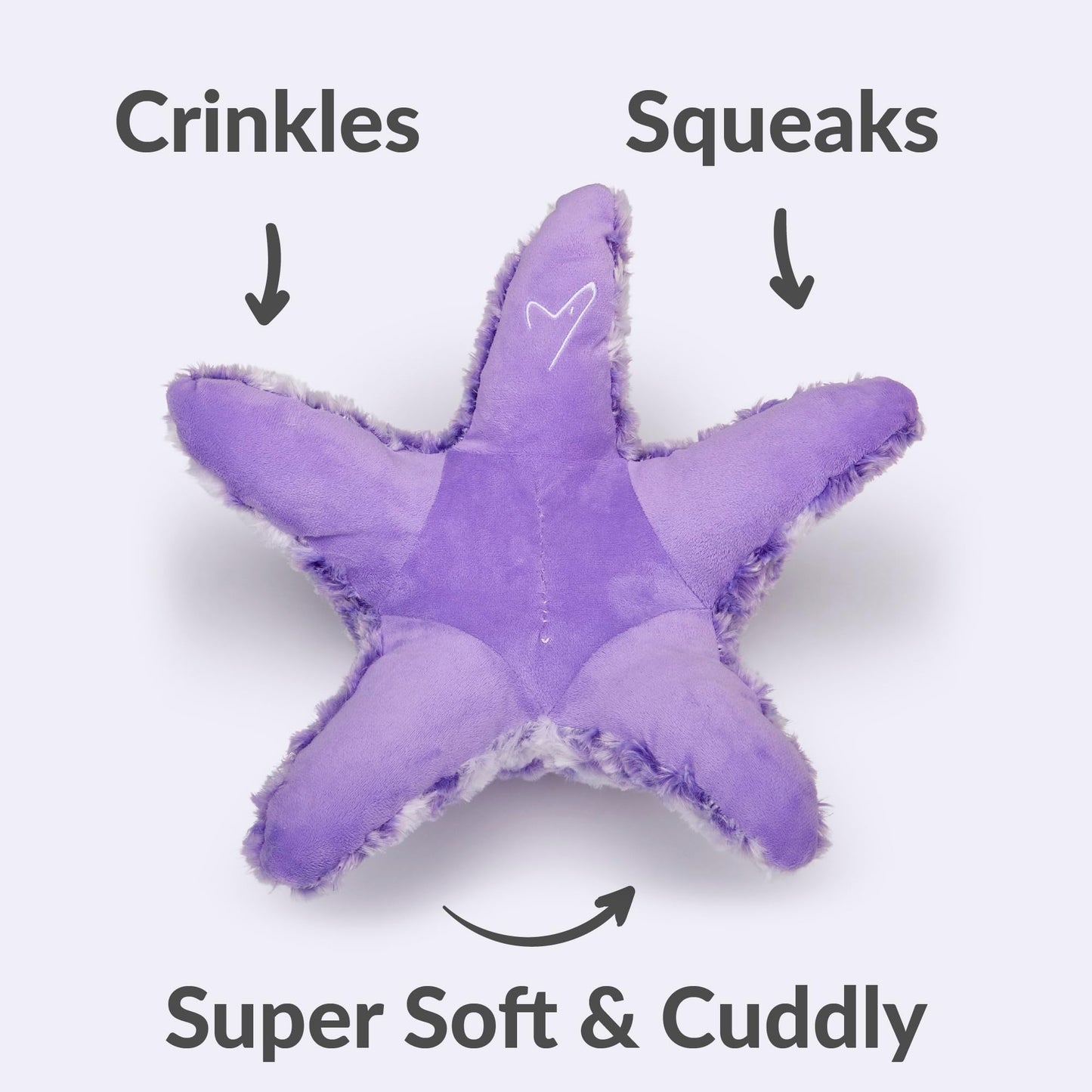Gor Pets Plush Starfish Crinkle Dog Toy - Soft & Cuddly Squeaky Toy for Puppies, Small, Medium, and Large Dogs - Durable & Safe Puppy Toy - Perfect for Snuggling & Interactive Play - Small, Purple