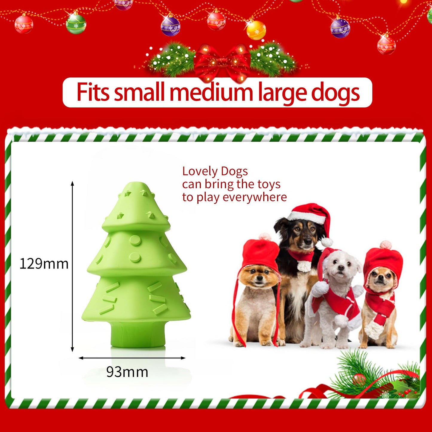 Wunive Christmas Dog Toys,Christmas Tree Shape Dog Chew Toys for Aggressive Chewers,Indestructible Tough Durable Squeaky Dog Toys,Puppy Dog Chew Toys for Small Medium Large Breed